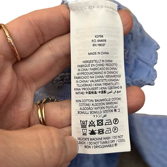 Boden Pointelle Cropped Cardigan XS Long Sleeve Light Blue Cottagecore Coquette - Picture 9 of 10